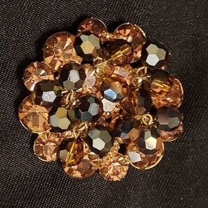 Chic Gold and Black Crystal Brooch